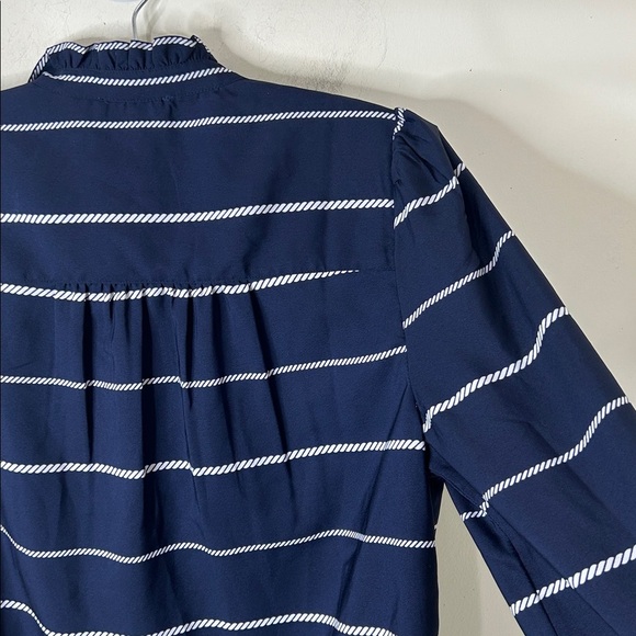 VINEYARD VINES Blue Striped Long Sleeve Ruffle Top Size Medium - Picture 12 of 14